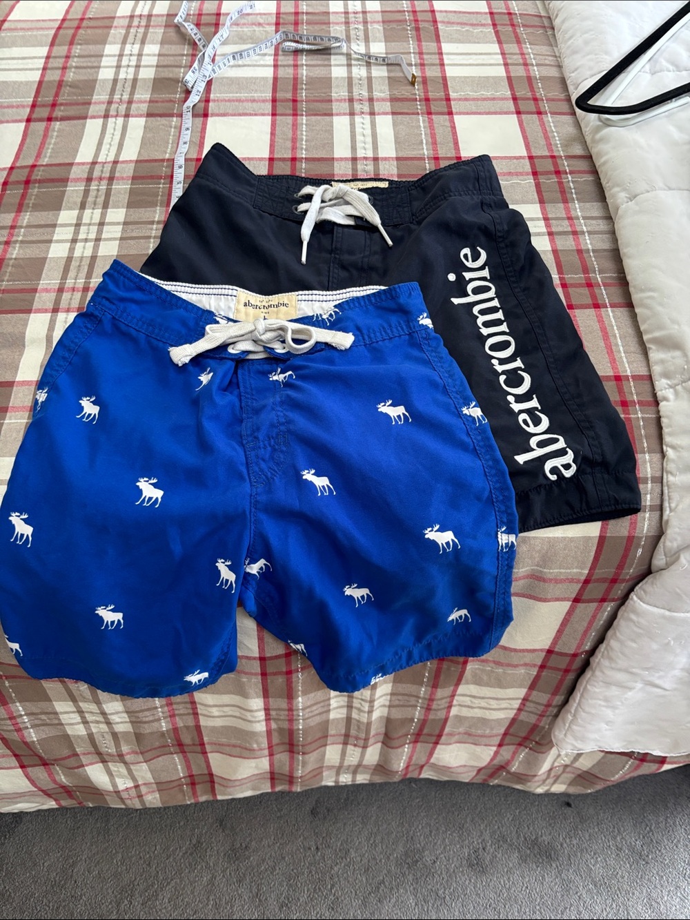 Abercrombie & Fitch Blue Moose Print & Black Logo Swim Trunks Set